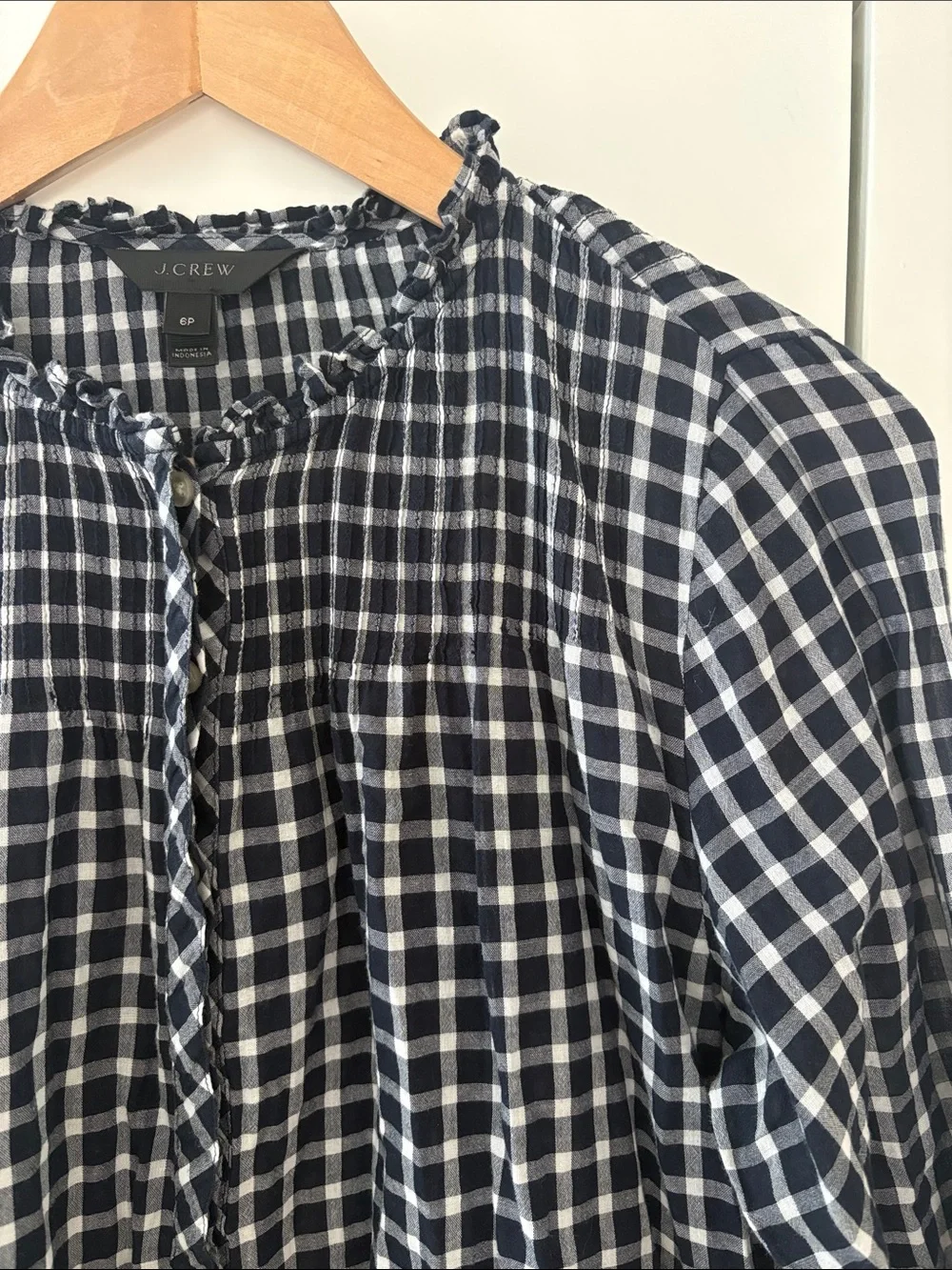 J. Crew Women’s Navy and White Checkered Blouse